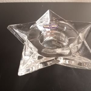 Lead Crystal Star Shaped Single Candle Holder